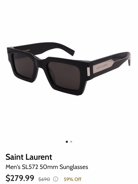 Saint Laurent Other - Saint Laurent Black Square-Frame Sunglasses with Silver Plaque